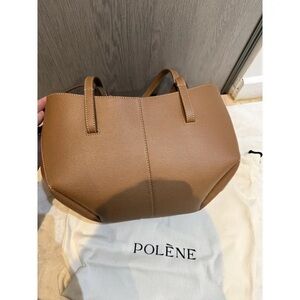Polene Brown Leather Tote with Matching Pouch🧡